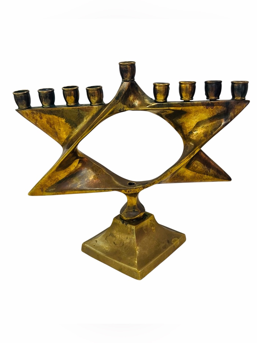 Vintage Menorah Brass Star of David Menorah Candle Holder